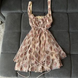 Free People floral mesh cottage core dress